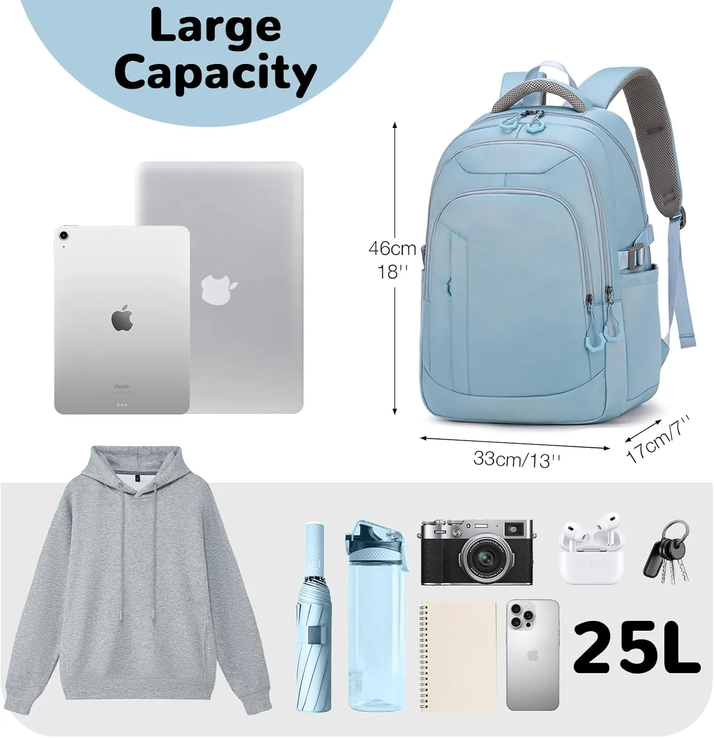 25L Travel Backpack, Waterproof Carry On Backpack, 15.6inch Laptop Backpack, Lightweight Travel Back Pack for Women