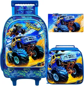 3PCS Rolling Backpack for Girls and Boys Kids Unicorn Dinosaur Wheeled Bookbag