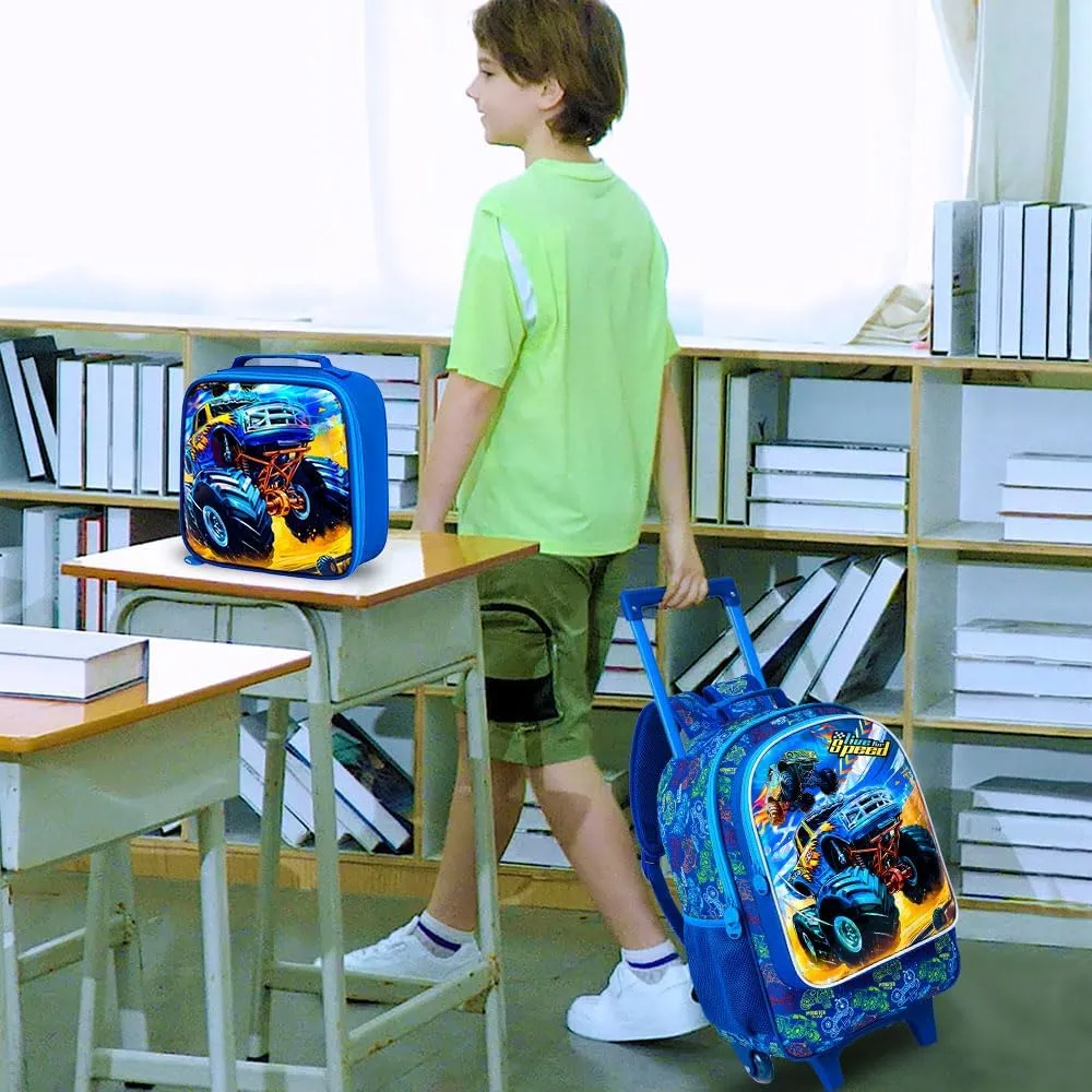 3PCS Rolling Backpack for Girls and Boys Kids Unicorn Dinosaur Wheeled Bookbag