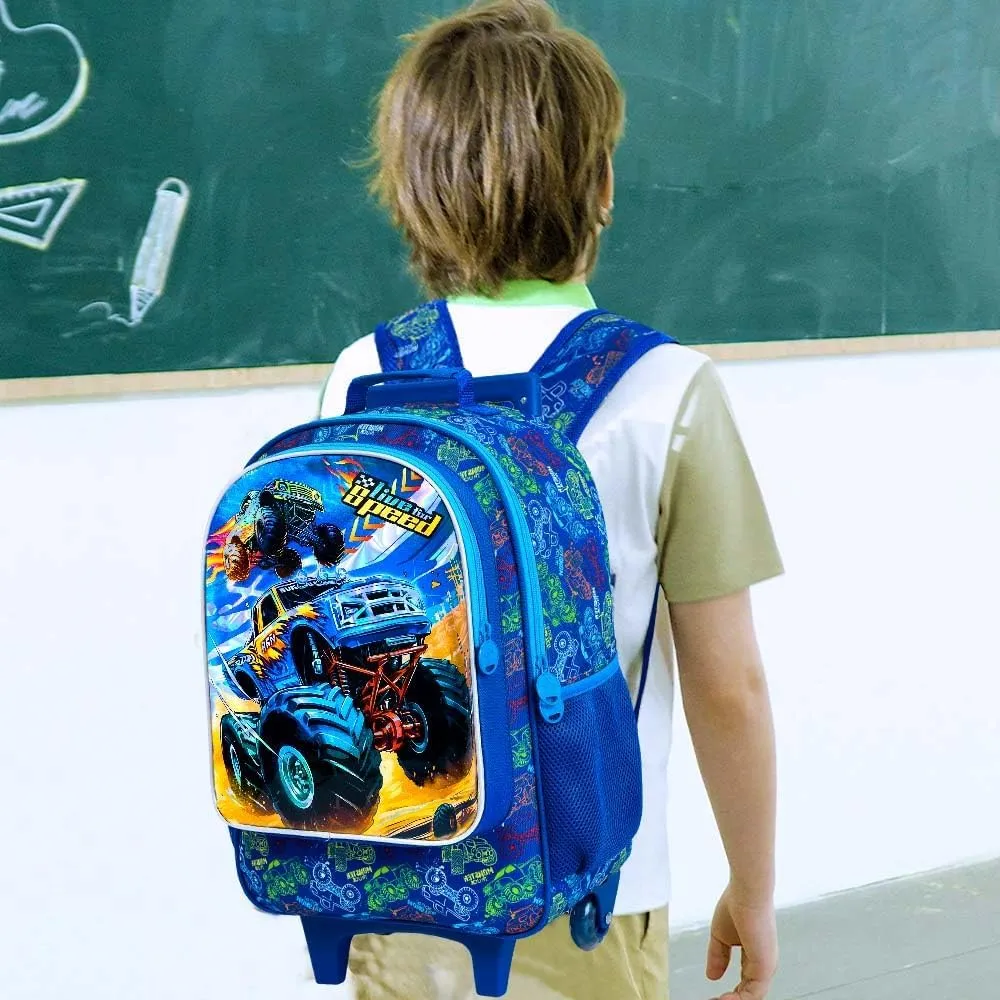 3PCS Rolling Backpack for Girls and Boys Kids Unicorn Dinosaur Wheeled Bookbag
