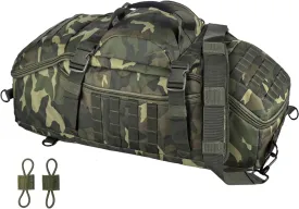 65L Large Travel Duffle Bag Military Tactical Backpack, Army Assault Pack 3 Day Bug Out Bag Rucksack for Outdoor Sport Hiking Camping with Molle System, Woodland