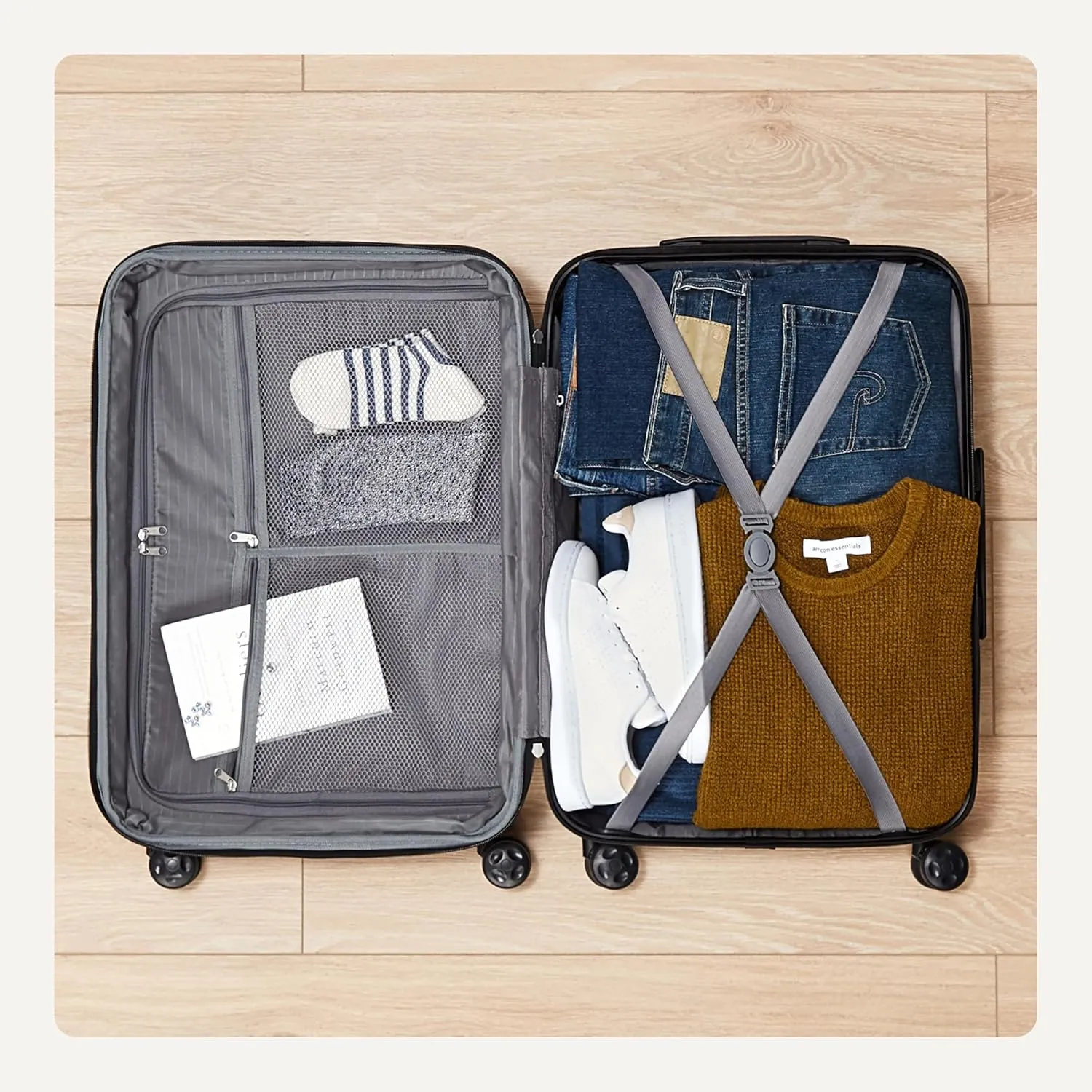 Amazon Basics 21" Hardside Carry-On Luggage, Hardshell Suitcase With Wheels, Expandable For Up to 25% More Space, With Scratch-Resistant Surface, Four Multi-directional Wheels, Navy Blue