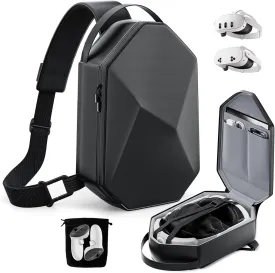 annapro Carrying Case for Meta Quest 3S/Quest 3/Quest 2/Vision Pro, Hard Travel Case Compatible with Kiwi Design/BOBOVR Elite Battery Strap and Controllers Accessories, Crossbody Shoulder Backpack