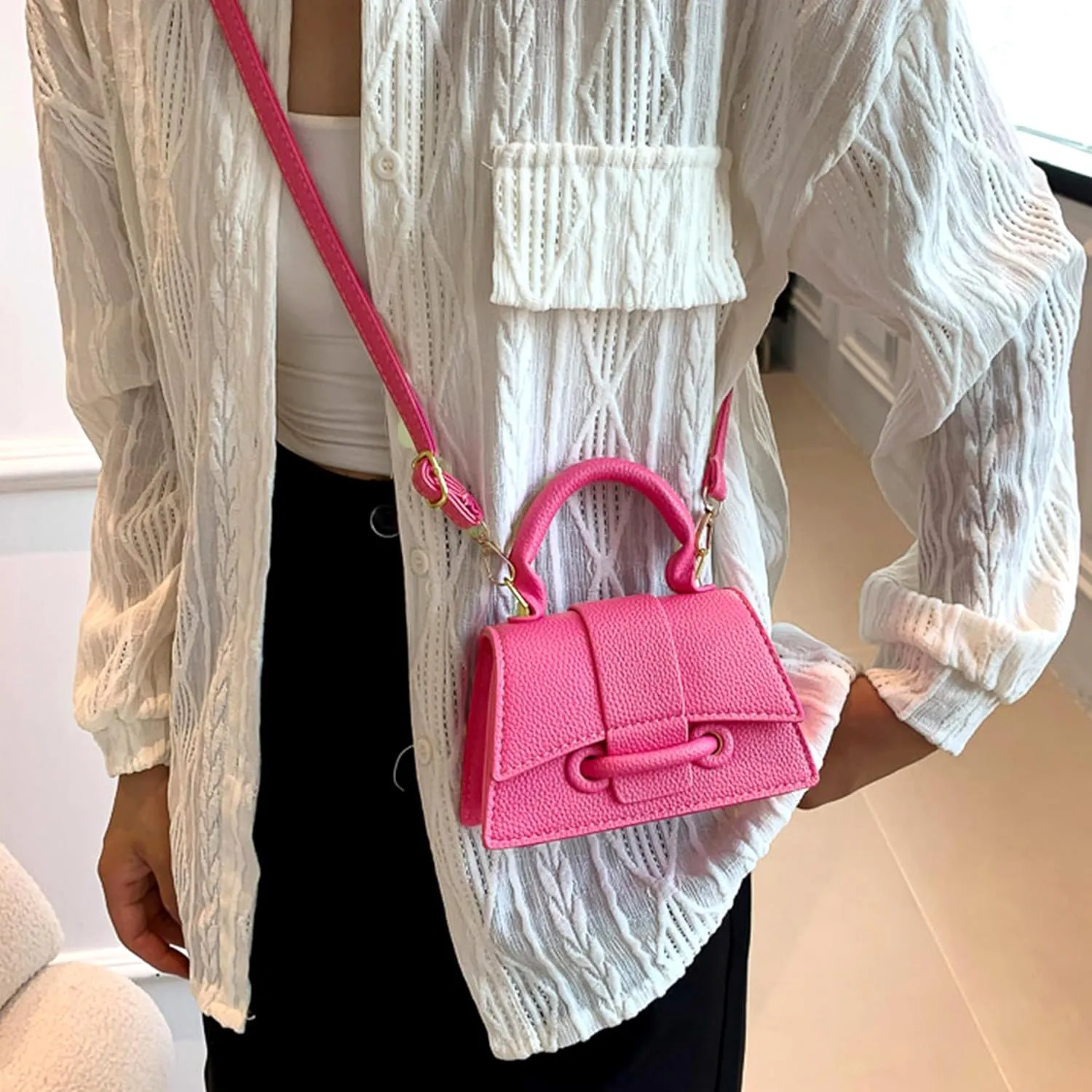 Ayliss Mini Crossbody Handbag Women's Purse Clutch Cute Mini Trendy Bag Top Handle PU Leather Shoulder Bag