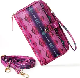 Aztec Print RFID-Blocking Crossbody Bag for Women - Multifunctional Wallet and Phone Purse