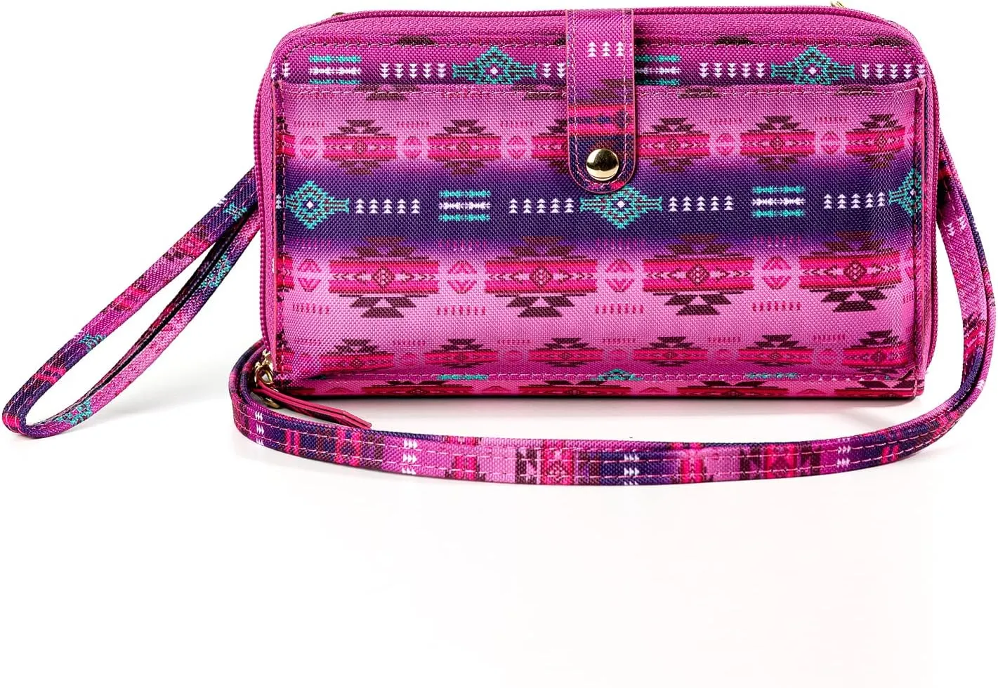 Aztec Print RFID-Blocking Crossbody Bag for Women - Multifunctional Wallet and Phone Purse