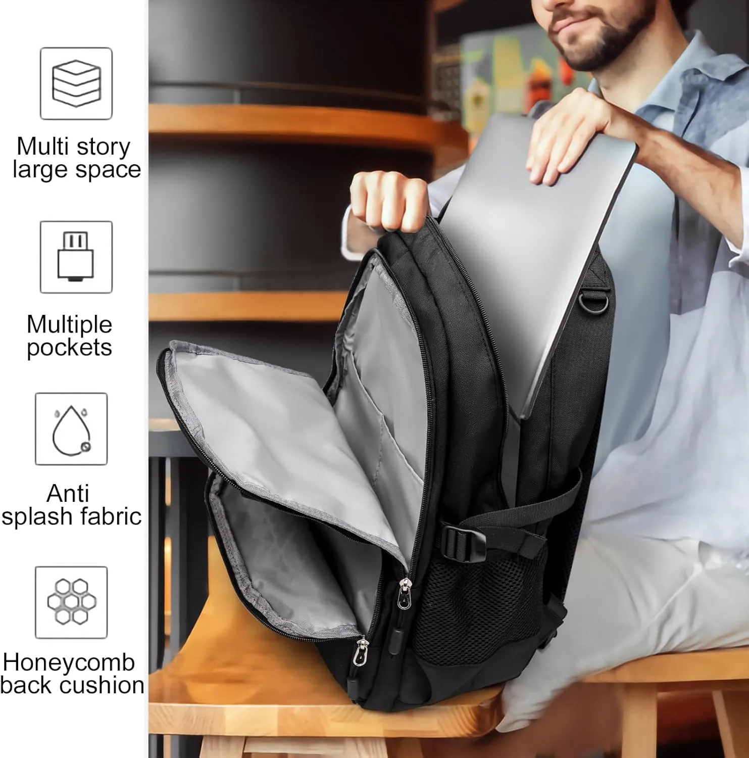 Backpack for School 15.6 Inch Laptop College Backpacks Middle High School Teen Girls Bookbags Women Travel Daypack, Oxford Black