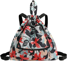 Beach Tote Bag Drawstring Seal Folding Sports Fitness Backpack Light Travel Day-Pack For Gym Outdoor Mens Beach Travel D