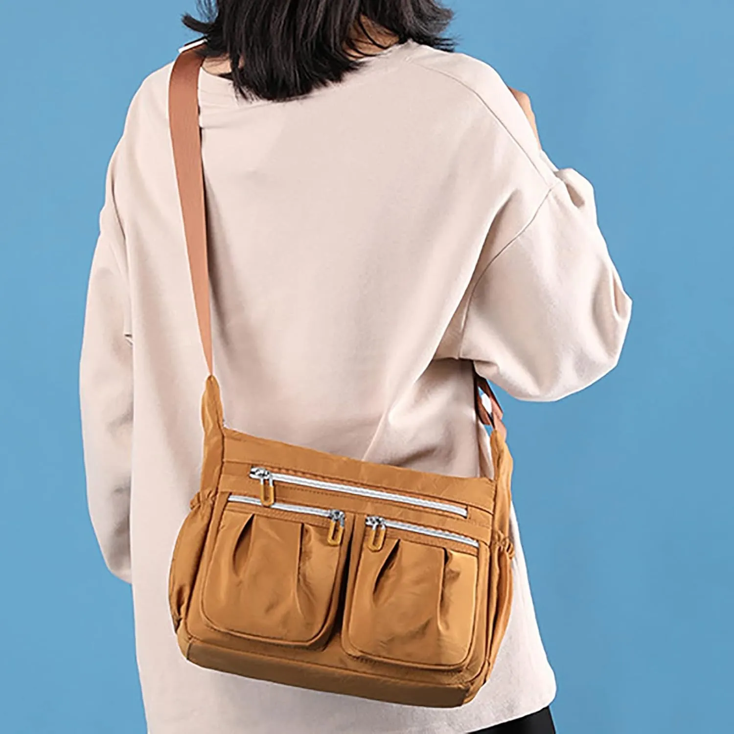Beach Tote Bag Girls' Polyester New Small Square Bag Portable Shoulder Drawstring Crossbody Bags For Outdoor Beach Travel J