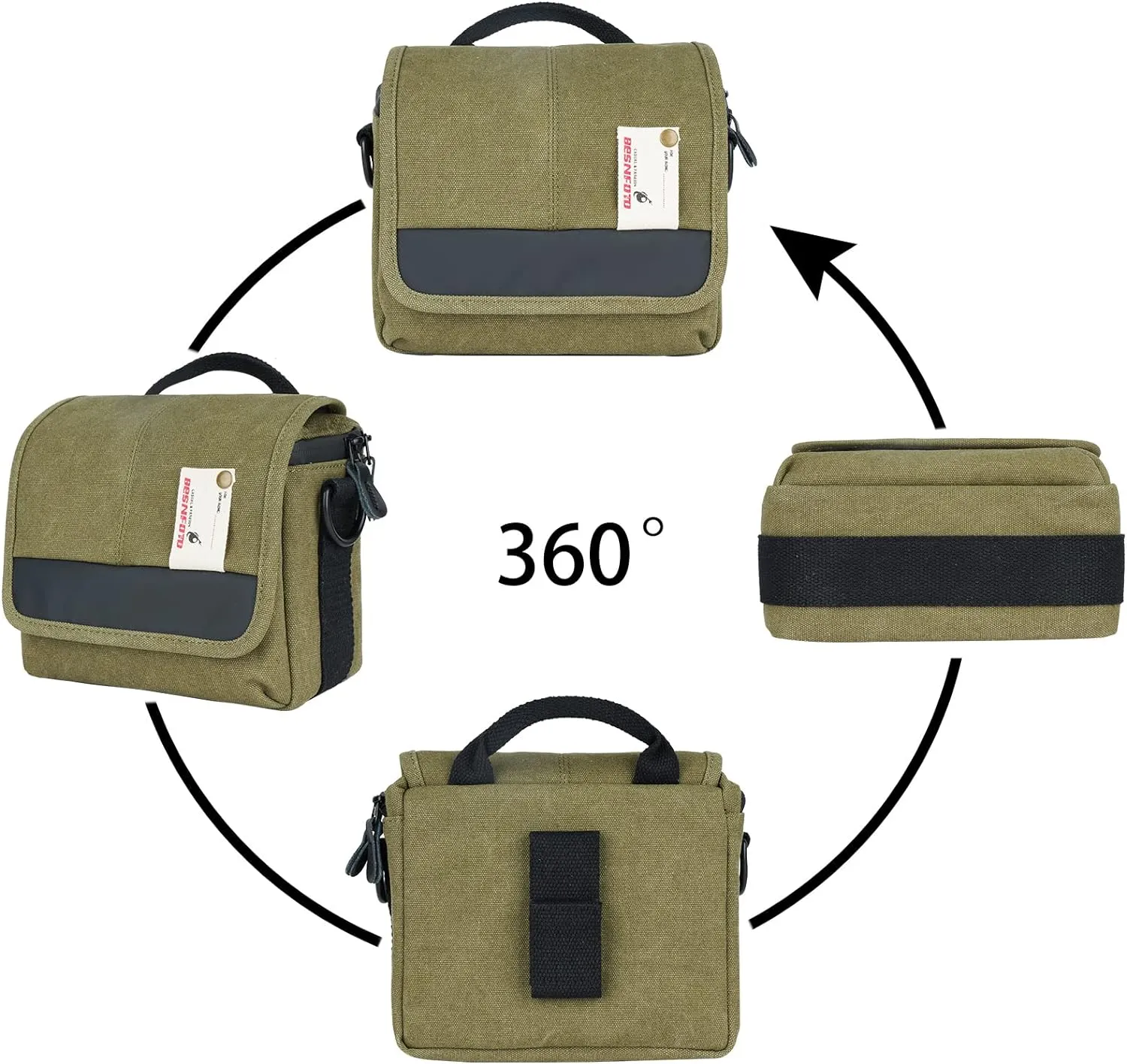 Besnfoto Camera Bag Small Mirrorless Camera Shoulder Bag Purse Waterproof Canvas Cute Compact Camera Messenger Bag Case for Women and Men
