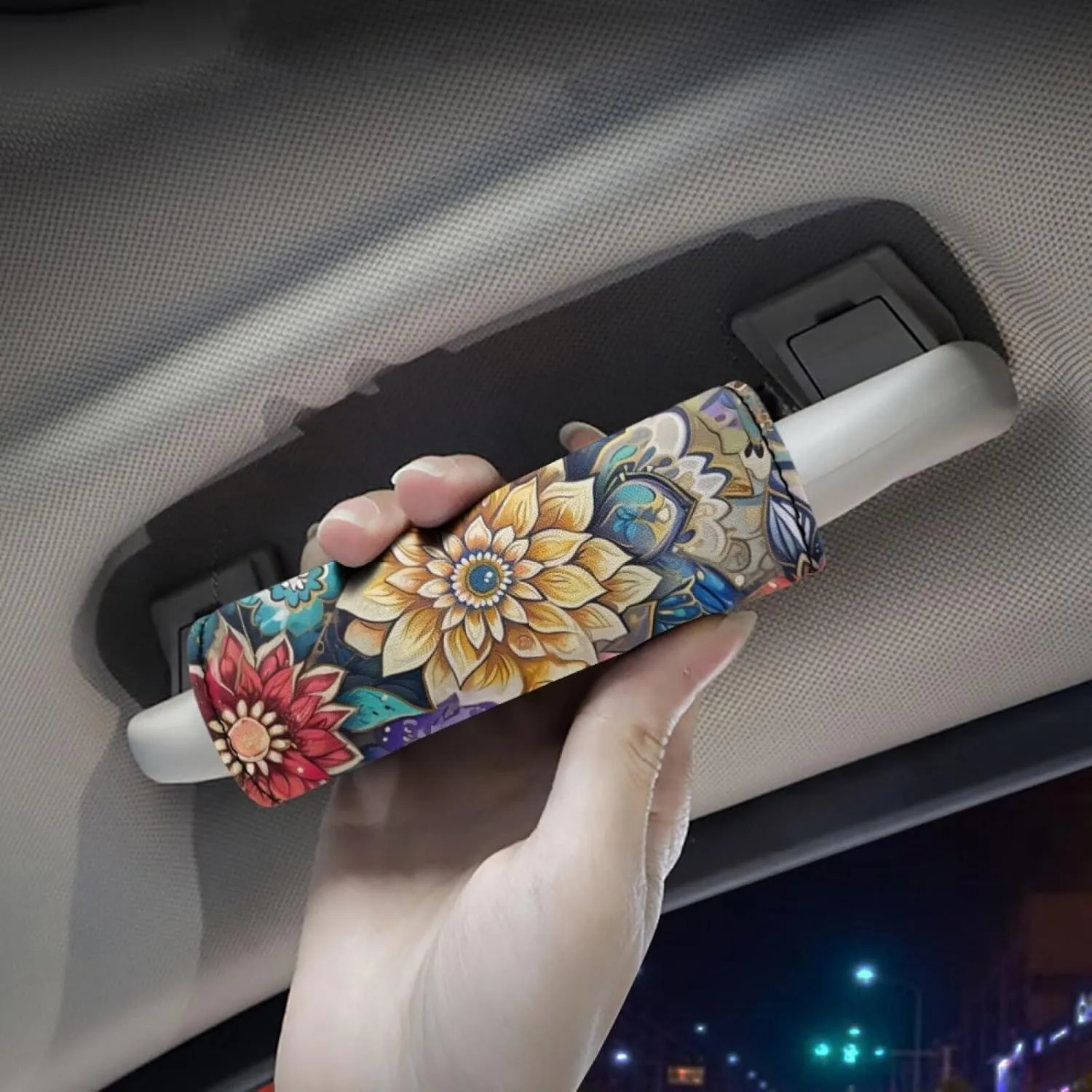 BIGCARJOB Blossom Flower Luggage Handle Wraps for Suitcase,Set of 2 Pcs Boho Lotus Luggage Handle Covers Personalized Luggage Makers Covers Wraps Door Protector Cover