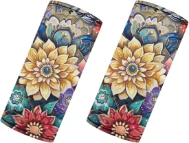 BIGCARJOB Blossom Flower Luggage Handle Wraps for Suitcase,Set of 2 Pcs Boho Lotus Luggage Handle Covers Personalized Luggage Makers Covers Wraps Door Protector Cover