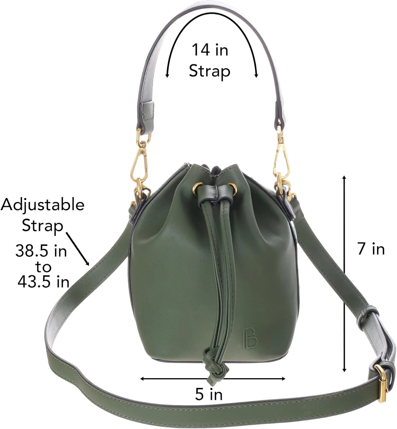 BLOC Handbags for Women, Mini Bucket Hobo Crossbody Bag, Designer Purse, Shoulder Handbag With Two Straps