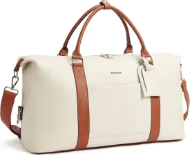 BOSTANTEN Weekender Bags for Women Leather Duffle Bag for Travel Overnight Duffel Carry on Large Tote with Trolley Sleeve and Luggage Tag