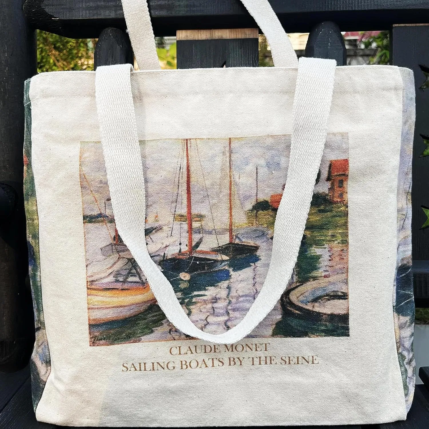 BROADREAM Canvas Tote Bag Aesthetic Shoulder Bag with Zippers and Interior Pocket