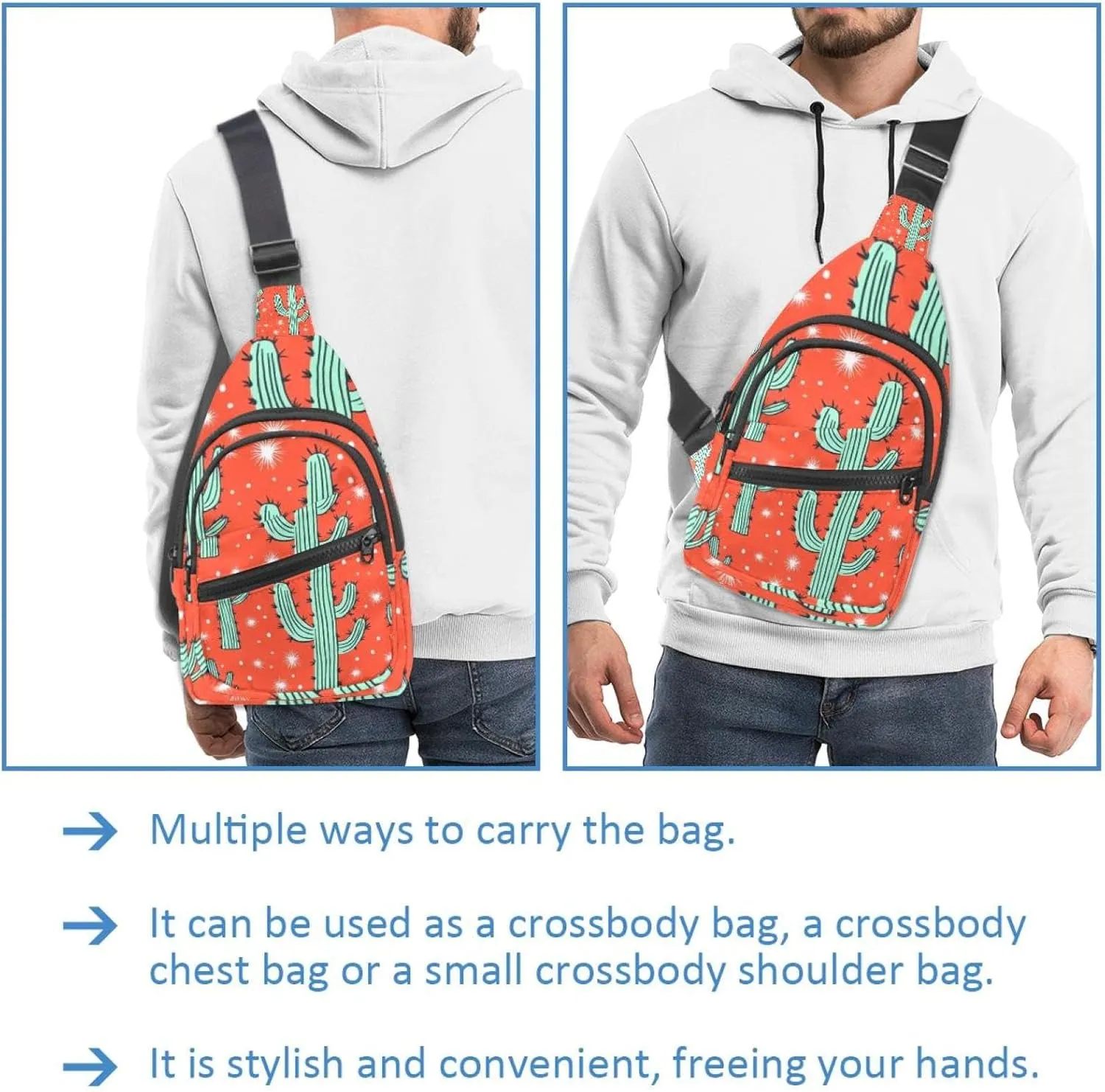 cacti with thorns Chest Daypack Crossbody Backpack for Women Men