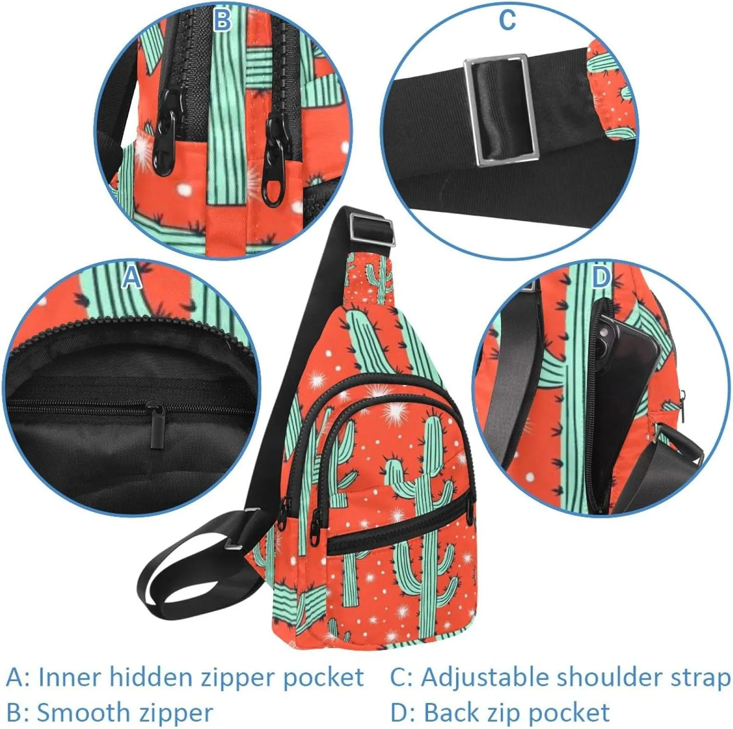 cacti with thorns Chest Daypack Crossbody Backpack for Women Men