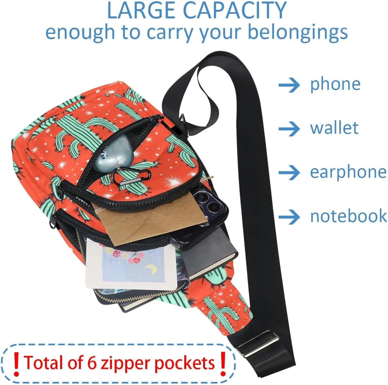 cacti with thorns Chest Daypack Crossbody Backpack for Women Men