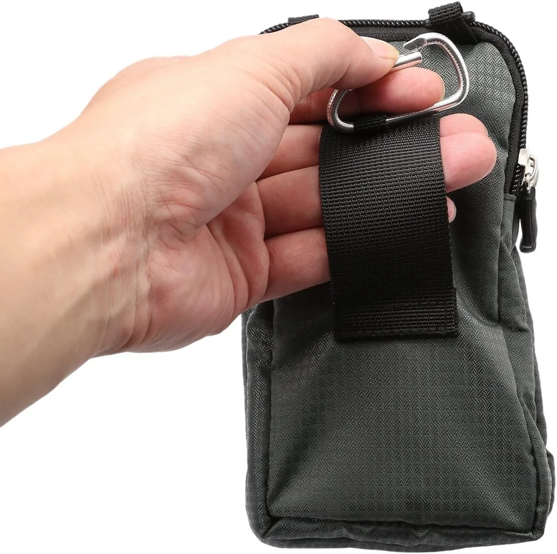 Cell Phone Belt Clip Bag Men, Cell Phone Shoulder Holster, 6.0" Outdoor Travel Vertical Phone Holster Waist Pouch Cellphone Shoulder Messenger Bag Zipper Wallet Phone Holder with Belt Loop Carabiner