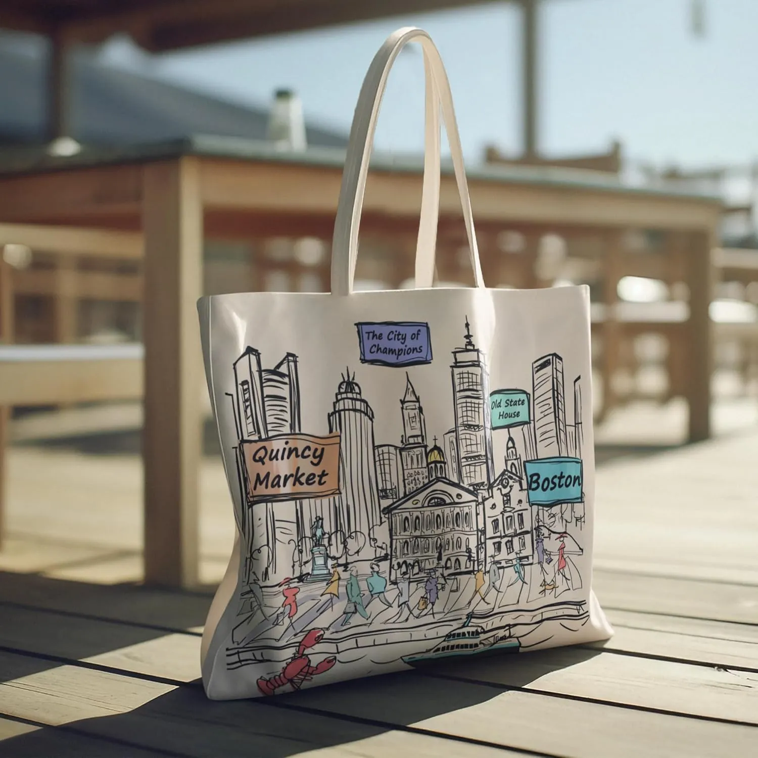 City-Themed Artwork Tote Bag Collection - Designed in the USA, 17"x14", Double Sided Print, Souvenir & Gift