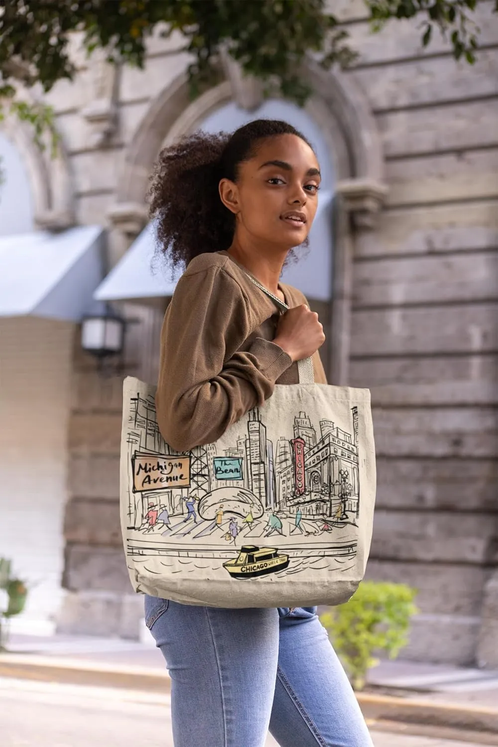 City-Themed Artwork Tote Bag Collection - Designed in the USA, 17"x14", Double Sided Print, Souvenir & Gift