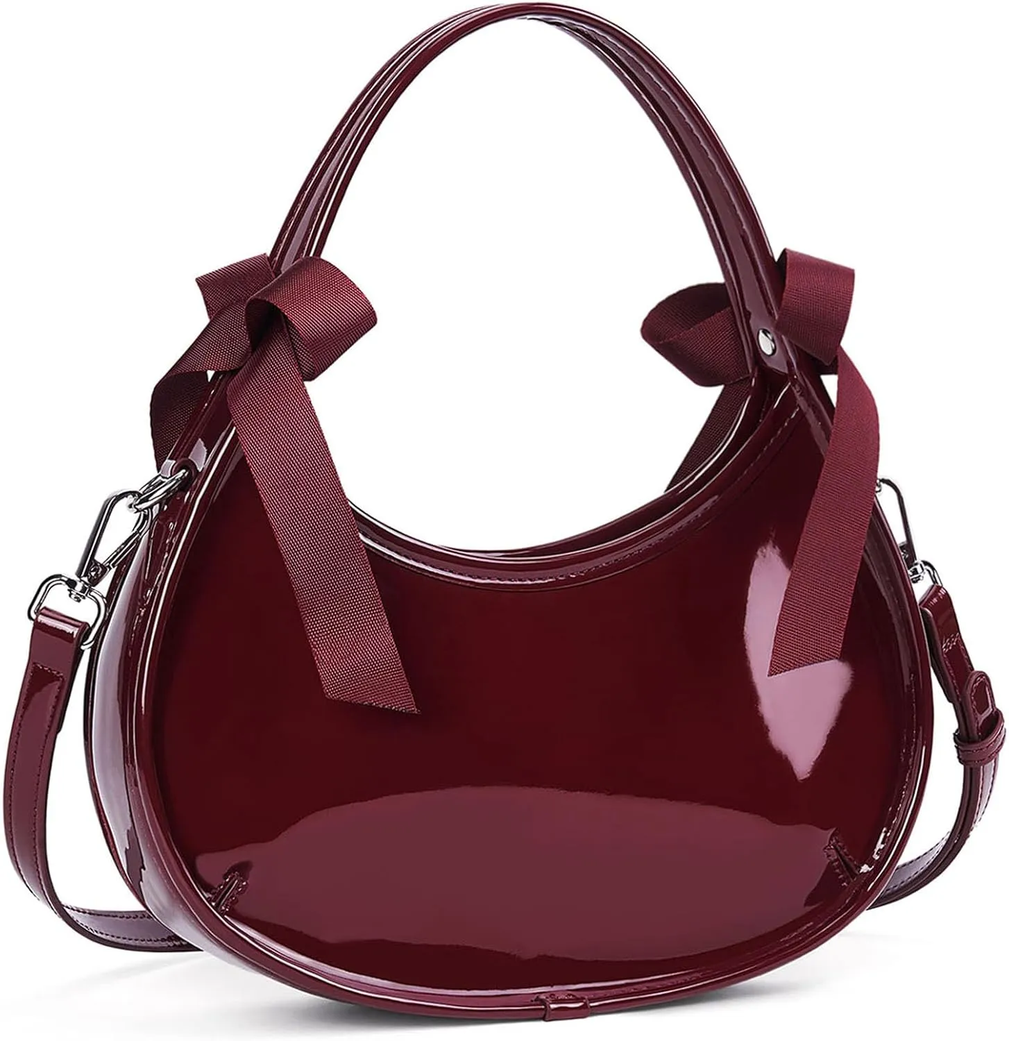 Clutch Purse for Women Crossbody Top Handle Bag Small Y2k Hobo Handbag Coquette Bow Purse Patent Leather Tote Purse
