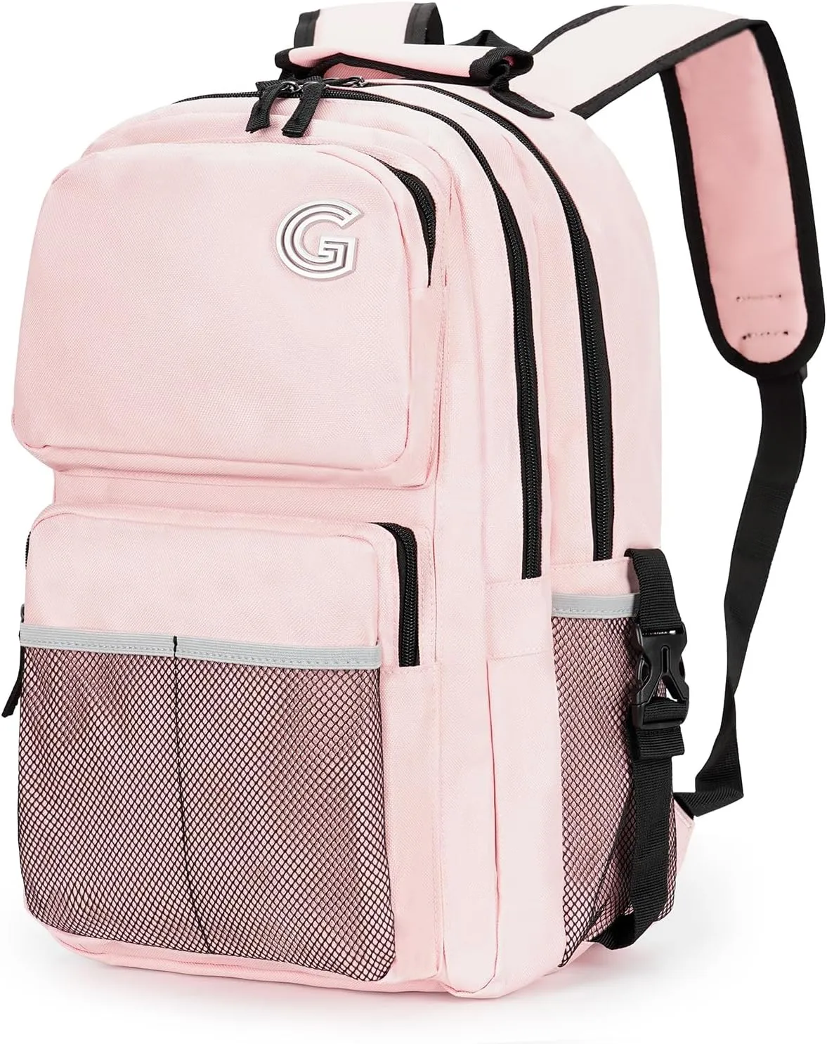 College Laptop Backpack, 17 inch Carry on Backpack Flight Approved. Large Capacity Design Can Accommodate ipad, Travel Clothes and Daily Books. 8 Pockets, Items Placed Randomly. Pink