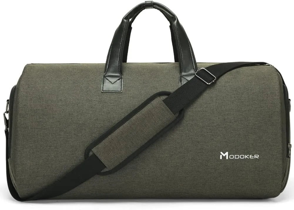 Convertible Garment Bag with Shoulder Strap, Modoker Carry on Garment Duffel Bag for Men Women - 2 in 1 Hanging Suitcase Suit Travel Bags,Forest Night