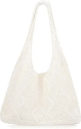 COOKOOKY Crochet Beach Tote bag Summer Beach Bag for Women Aesthetic Mesh Tote Bag Hippie Bag Knit Bag