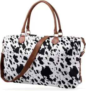 Cow Print Weekender Bag Extra Large, Stylish Duffle Bags for Travel, Surface Waterproof Carry on Travel Bag, Lightweight Overnight Hospital Bag Western Gifts for Women