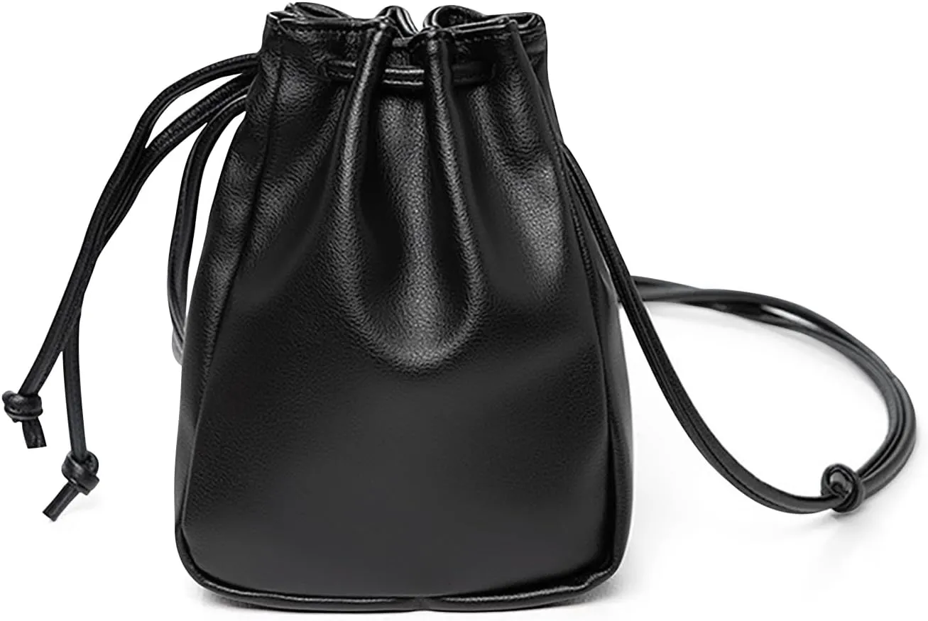 Crossbody Purse, PU Leather Mini Crossbody Bag Small Crossbody Bags for Women, Drawstring Mini Crossbody Purse