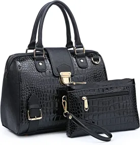 Dasein Women Barrel Handbags Fashion Satchel Bags Top Handle Shoulder Purses Vegan Leather Work Tote