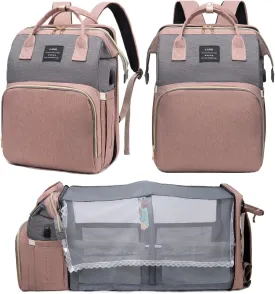 Diaper Dag with changing station, Diaper Bag Backpack, Multi-functional Travel Bag, Waterproof Diaper Bag, Baby Diaper Bag, Baby Bag for Boys and Girls, Pink