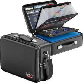 DocSafe Fireproof Document Box with LockShoulder Strap, Hard-Shell Case File Organizer with Accordion File Folder, Multi-Layer Portable Home Office Travel Safe Storage for Important Documents Laptop