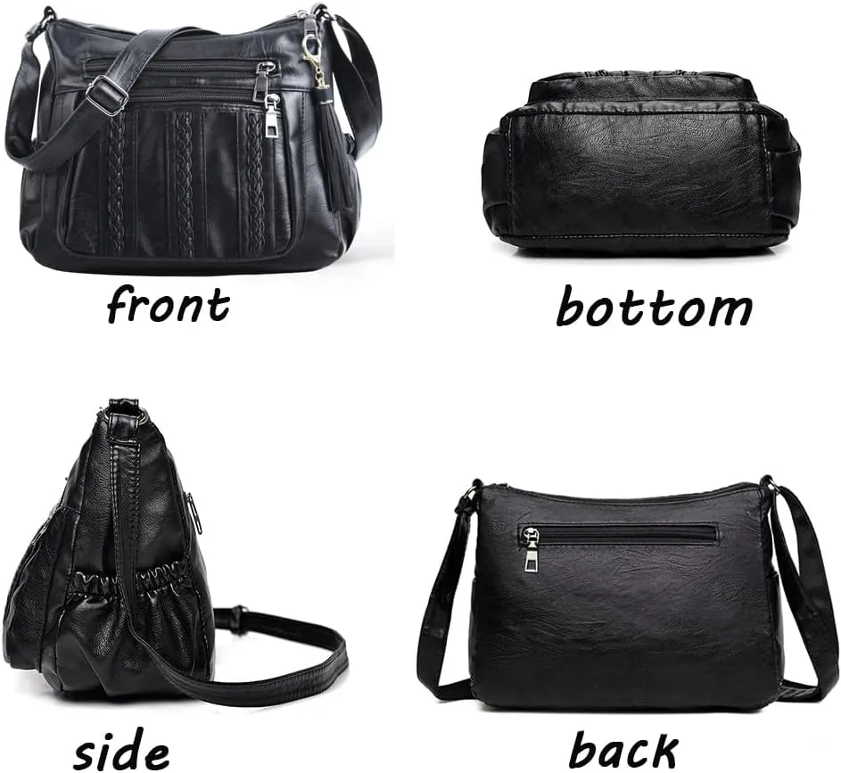 ELDA Purses for Women Pocketbooks Soft PU Leather Ladies Crossbody Purse Multi Pocket Shoulder Bag