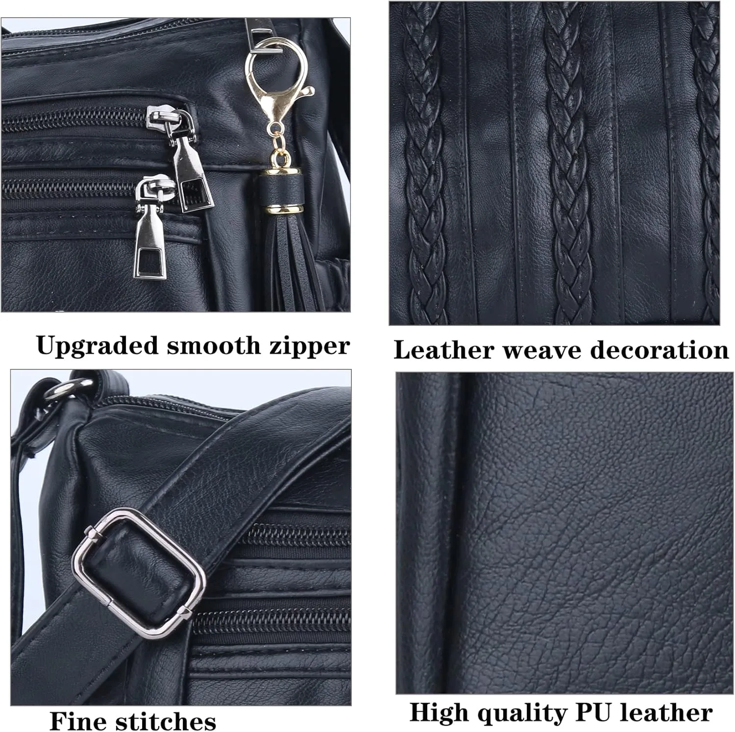 ELDA Purses for Women Pocketbooks Soft PU Leather Ladies Crossbody Purse Multi Pocket Shoulder Bag