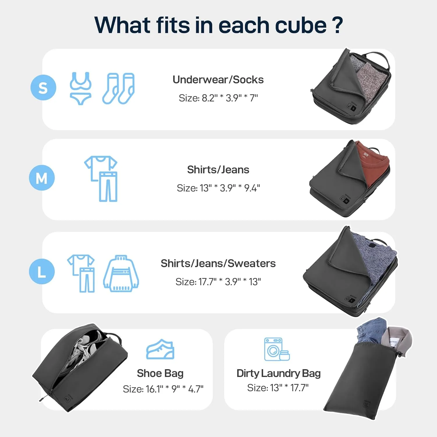 EPICKA 5 Set Ultra-Lightweight Compression Packing Cubes - Water Resistant Durable Travel Organizers Bags, Expandable Travel Accessories for Carry on, Luggage, Suitcase, Backpack