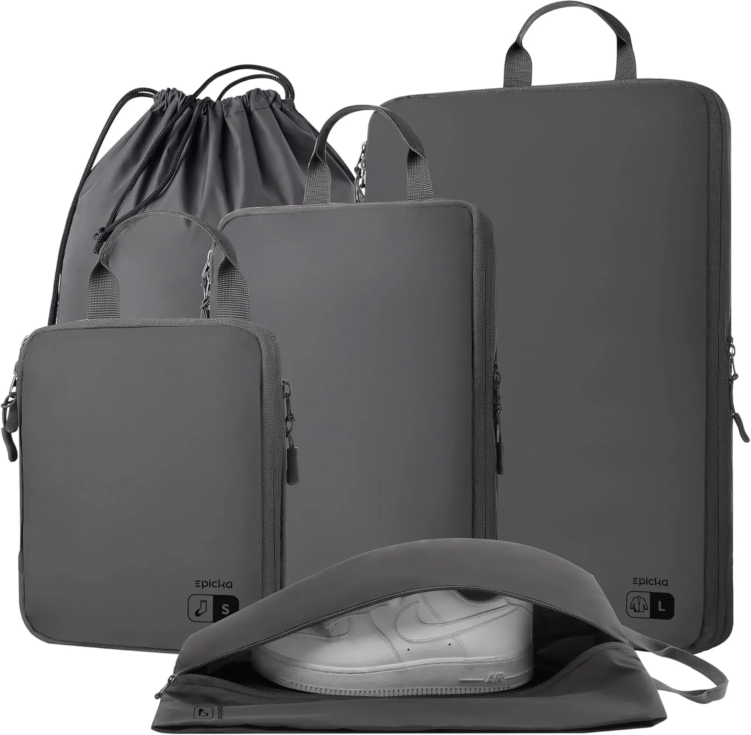 EPICKA 5 Set Ultra-Lightweight Compression Packing Cubes - Water Resistant Durable Travel Organizers Bags, Expandable Travel Accessories for Carry on, Luggage, Suitcase, Backpack