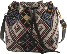 Fashion Drawstring Crossbody Bag for Women Girl Bucket Bag Canvas Shoulder Bag Female Ethnic Styles Messengers Bag