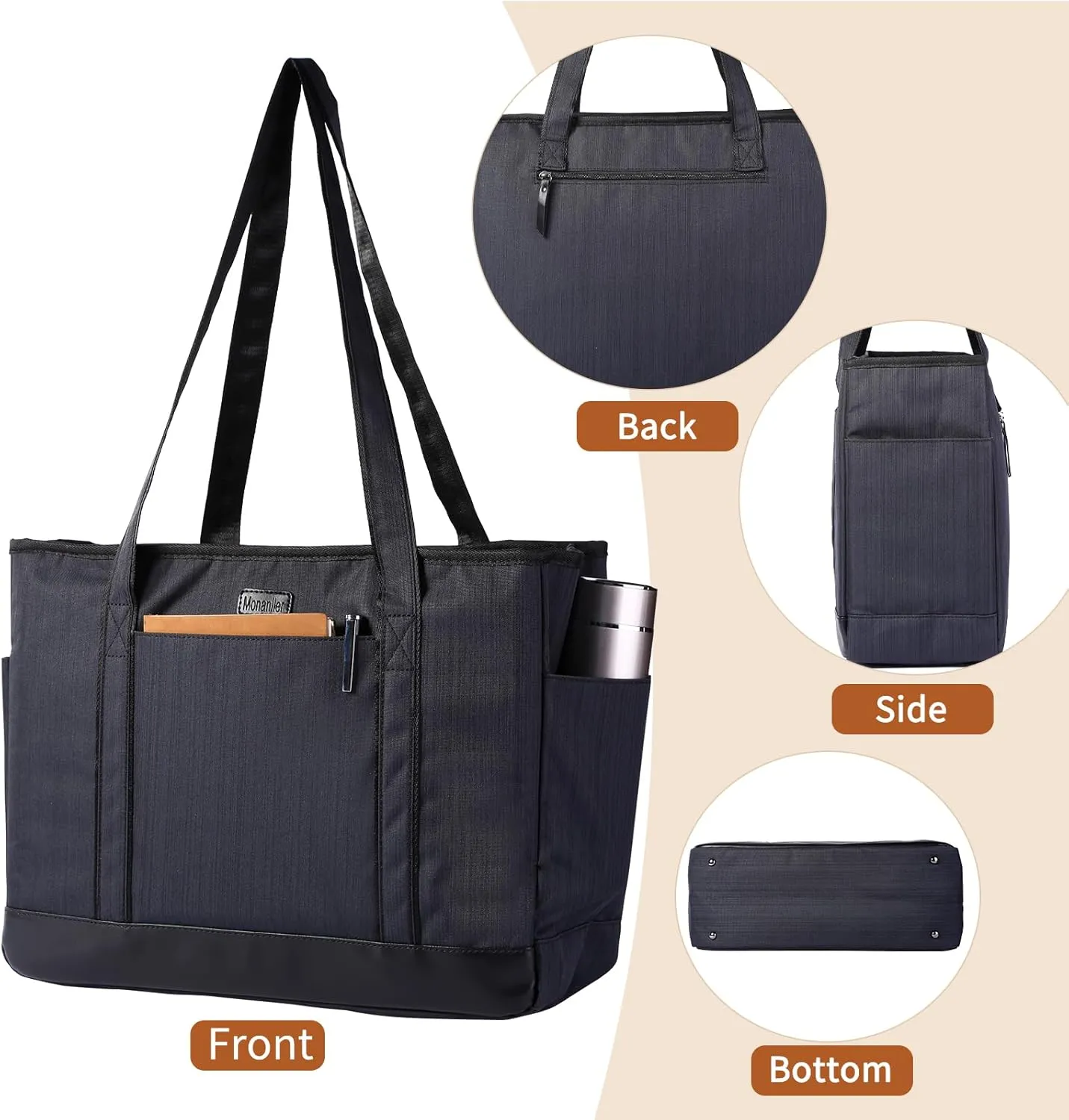 Fashion Teacher Tote Bag, Large Utility Work Bags with Laptop Compartment for Women & Men