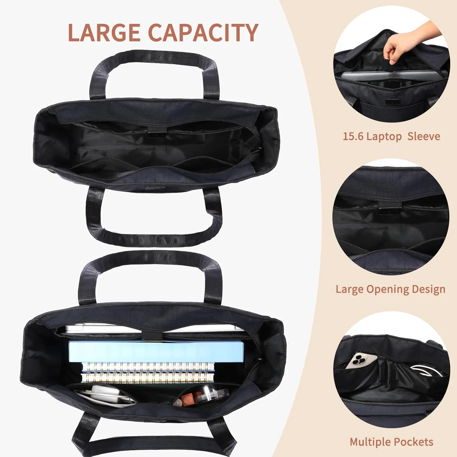 Fashion Teacher Tote Bag, Large Utility Work Bags with Laptop Compartment for Women & Men