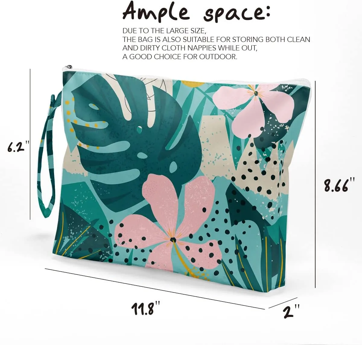 Fokongna Palm leaves Wet Bag Travel Wet Dry Bag Beach Bag Diaper Bag Wet Bag For Swimsuit Travel Makeup Bag Toiletry Bag