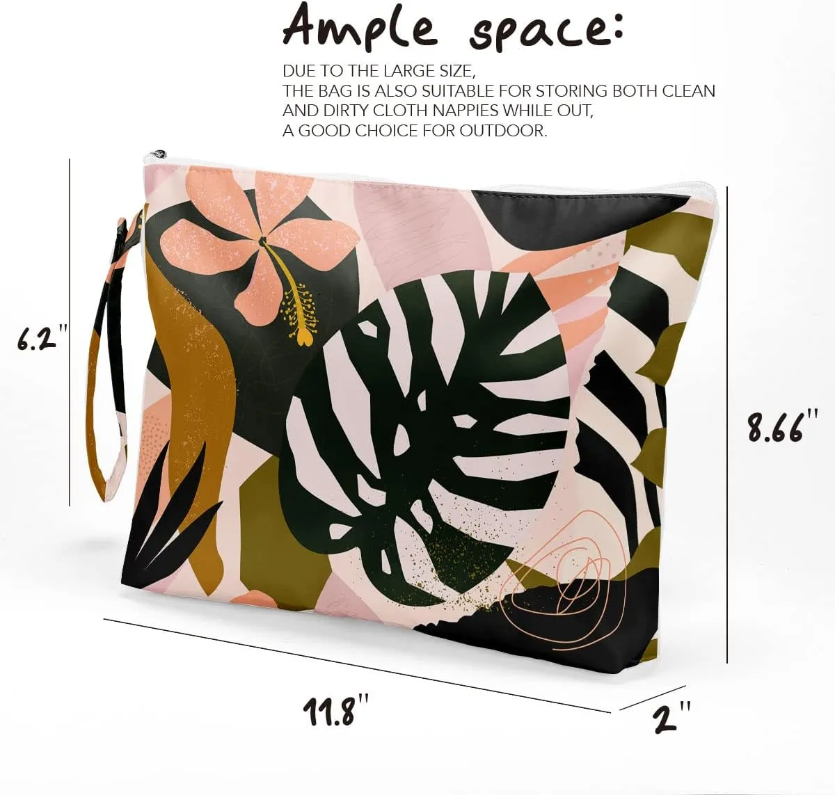 Fokongna Palm leaves Wet Bag Travel Wet Dry Bag Beach Bag Diaper Bag Wet Bag For Swimsuit Travel Makeup Bag Toiletry Bag