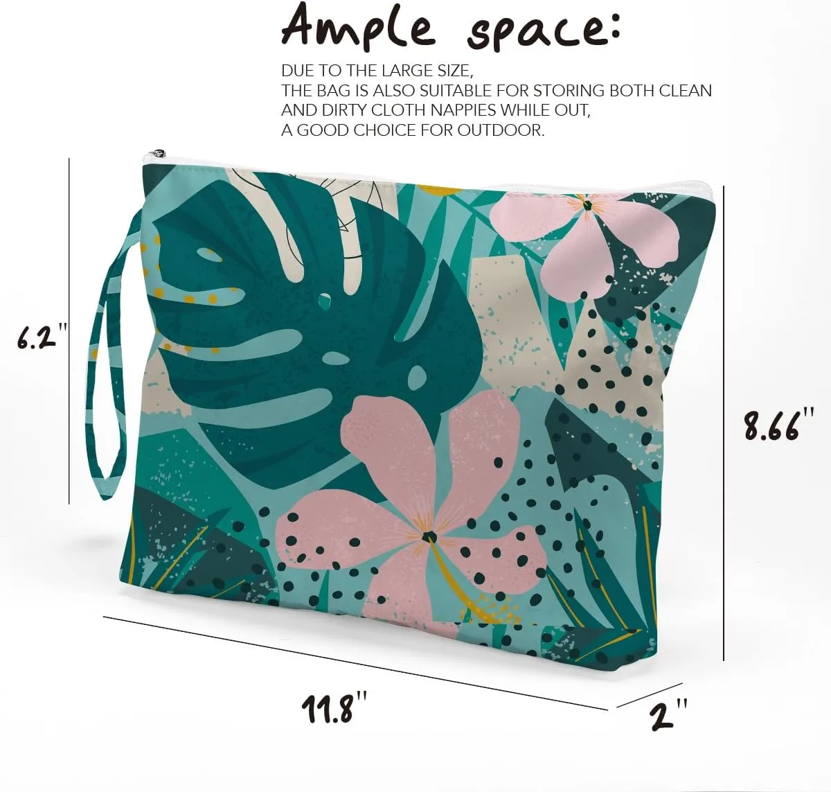 Fokongna Palm leaves Wet Bag Travel Wet Dry Bag Beach Bag Diaper Bag Wet Bag For Swimsuit Travel Makeup Bag Toiletry Bag