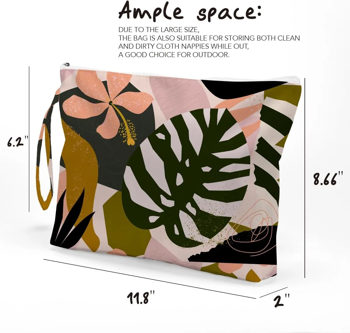 Fokongna Palm leaves Wet Bag Travel Wet Dry Bag Beach Bag Diaper Bag Wet Bag For Swimsuit Travel Makeup Bag Toiletry Bag