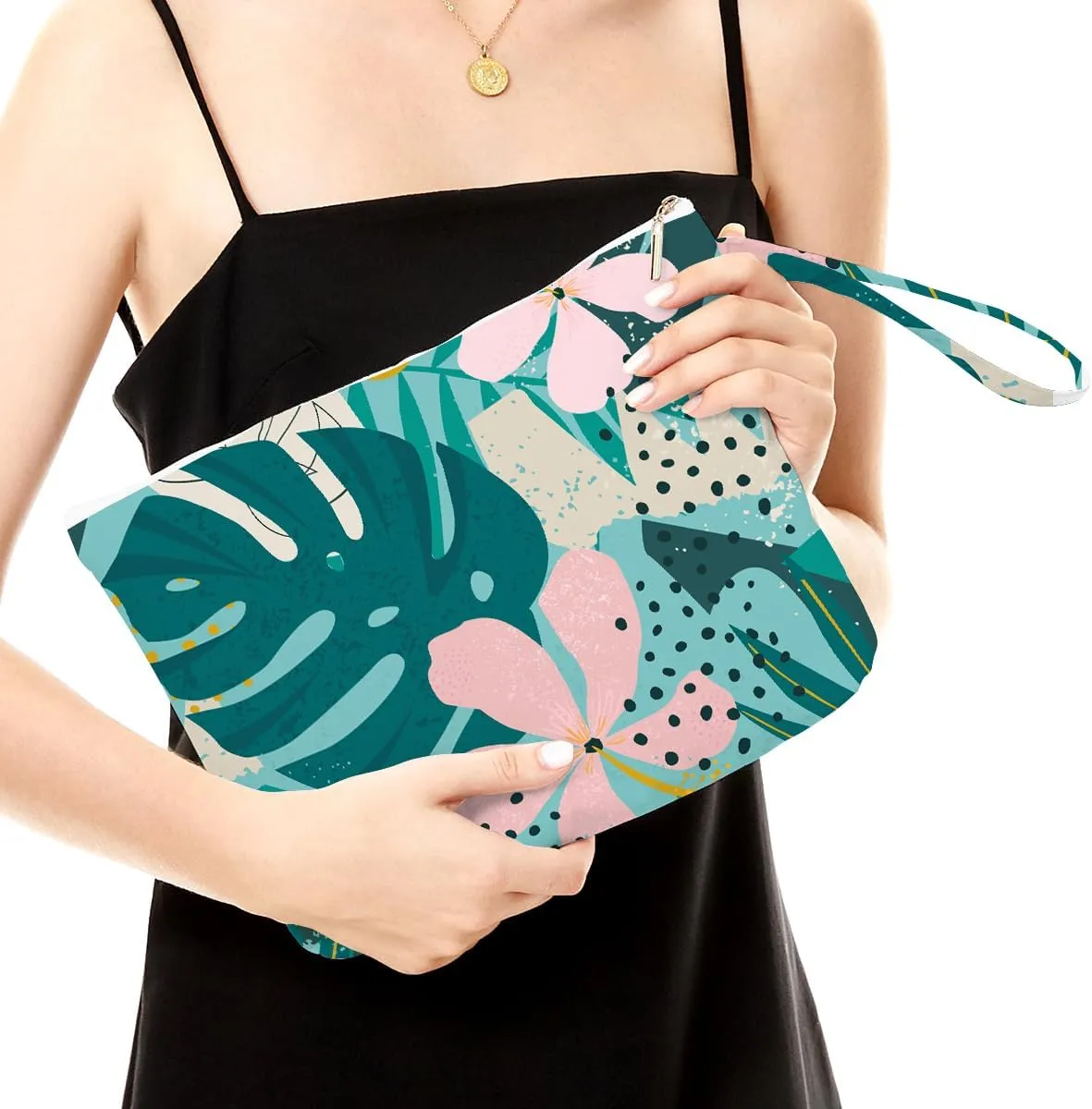 Fokongna Palm leaves Wet Bag Travel Wet Dry Bag Beach Bag Diaper Bag Wet Bag For Swimsuit Travel Makeup Bag Toiletry Bag