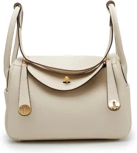 Genuine Leather Crossbody Tote Bag, Lychee Grain Mini Shoulder Bag,10.2IN Square Handbag for Business Casual