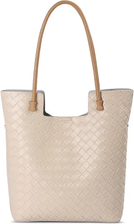 Genuine Leather Tote Bag for Women - Woven Work Bag with Structured Compartments, Office Purse & Travel-Ready Handbag