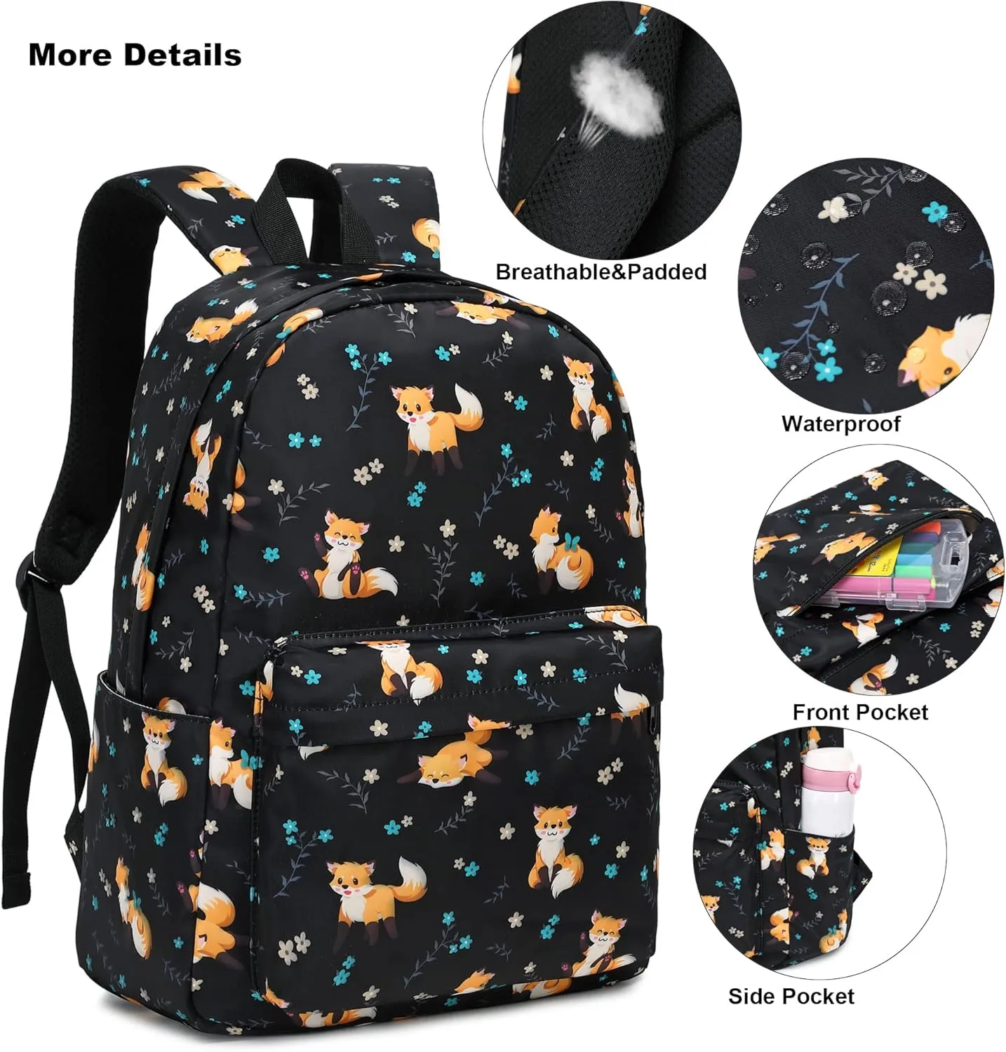 Girls School Backpacks for Kids Teens, 3-in-1 School Bag Bookbags Set with Lunch Bag Pencil Case