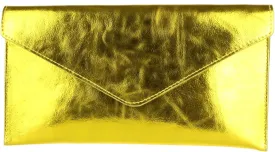 Girly HandBags Womens Leather Italian Metallic Shimmer Envelope Wrist Clutch Bag